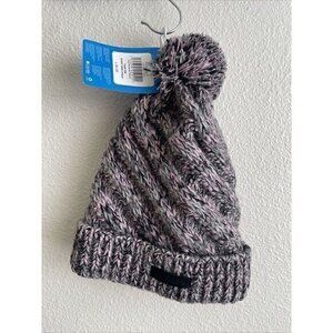 Columbia NWT Bundle Up Youth Girls Pink Grey Knit Pom Pom Warm Winter Beanie Hat